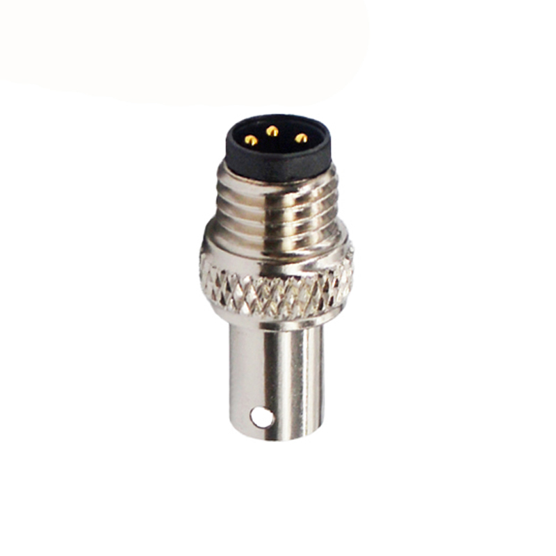 M8 3pins A code male moldable connector with shielded,brass with nickel plated screw